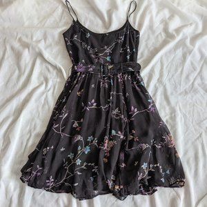 MNG Belted Floral Print silk dress